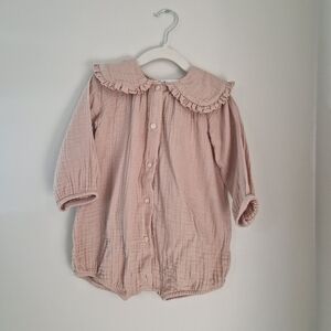 H&M Kids Button Down Romper in Soft Pink
